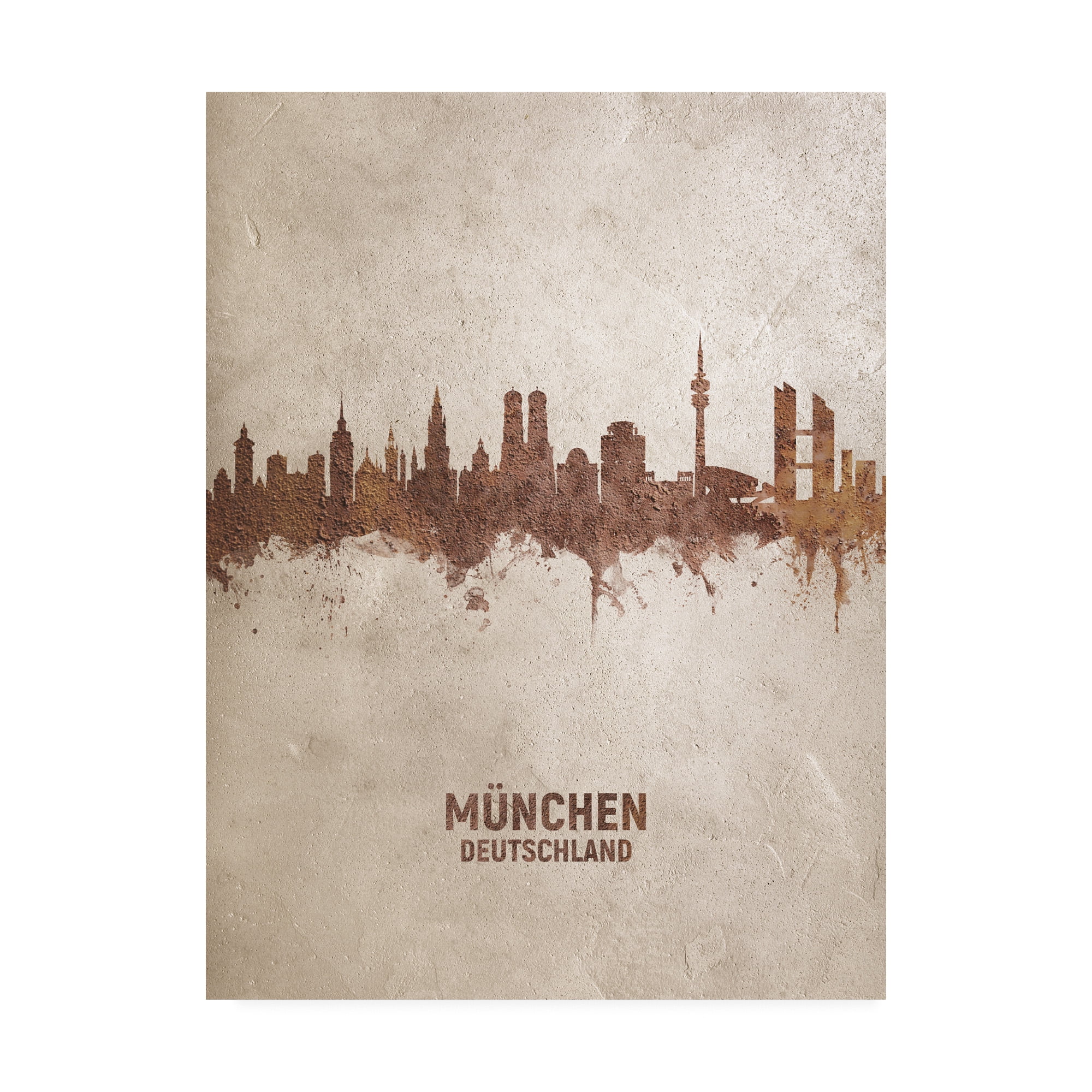 Trademark Fine Art 'Munich Germany Rust Skyline' Canvas Art by Michael Tompsett