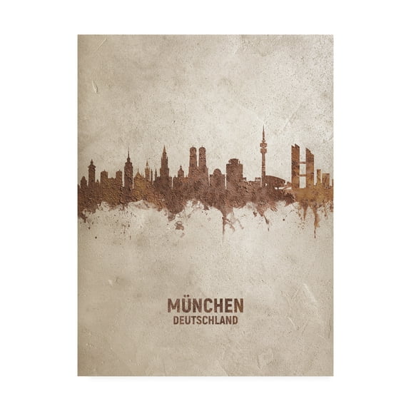 Trademark Fine Art 'Munich Germany Rust Skyline' Canvas Art by Michael Tompsett