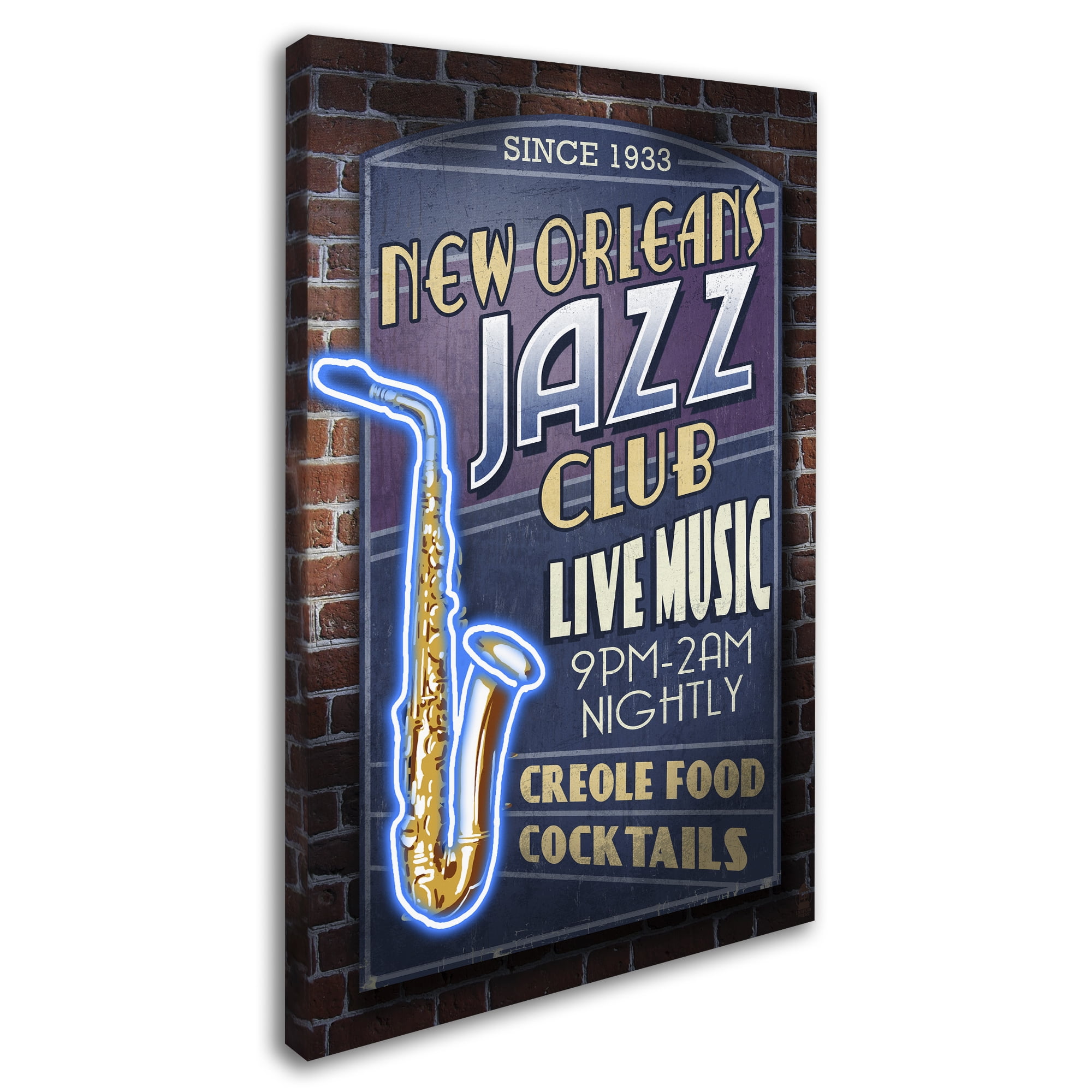 New Orleans Jazz Club Neon Sign Canvas Art in 12 x 19