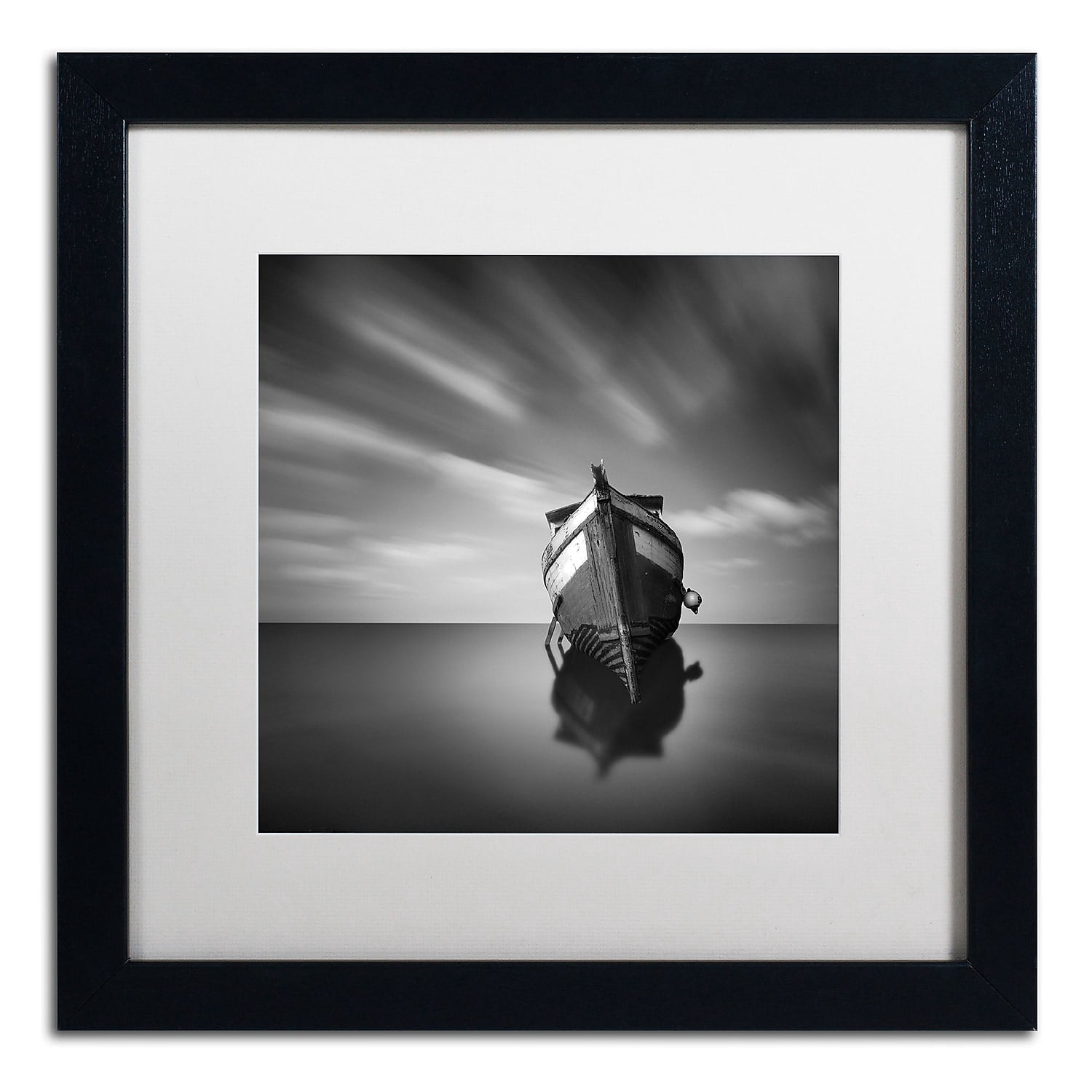 Trademark Fine Art "My Boat IV" Canvas Art by Moises Levy White Matte, Black Frame