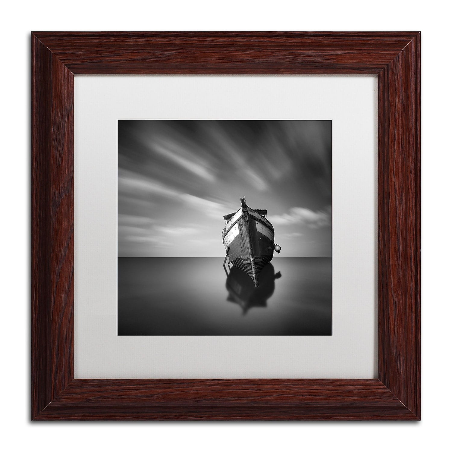 Trademark Fine Art "My Boat IV" Canvas Art by Moises Levy White Matte, Wood Frame