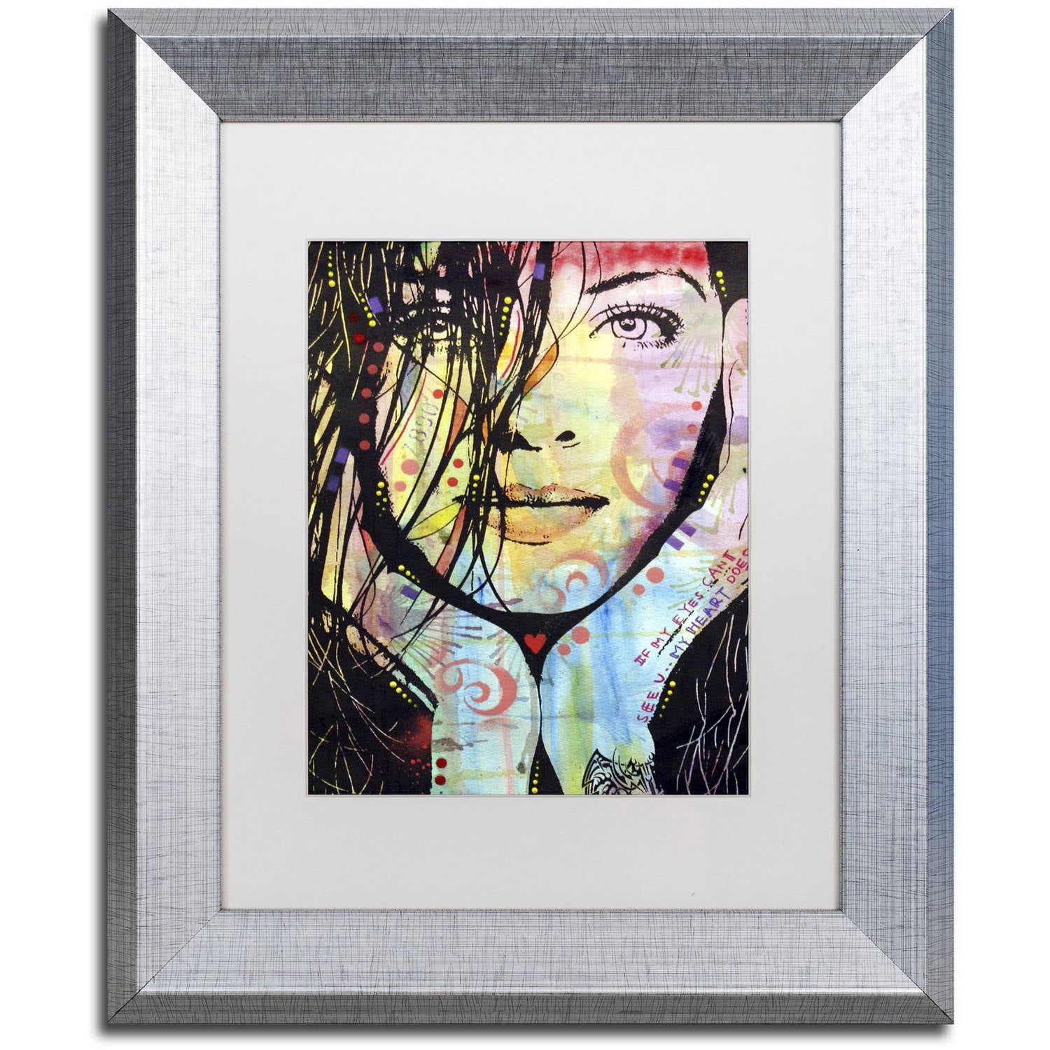 Trademark Fine Art "My Eyes Cant See U" Canvas Art by Dean Russo, White Matte, Silver Frame