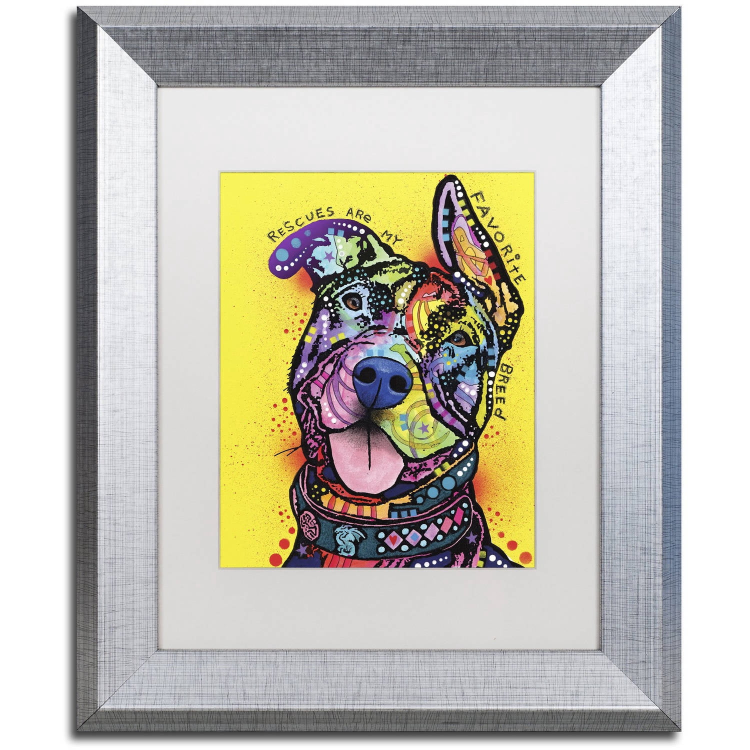 Trademark Fine Art 'My Favorite Breed' Canvas Art by Dean Russo, White Matte, Silver Frame