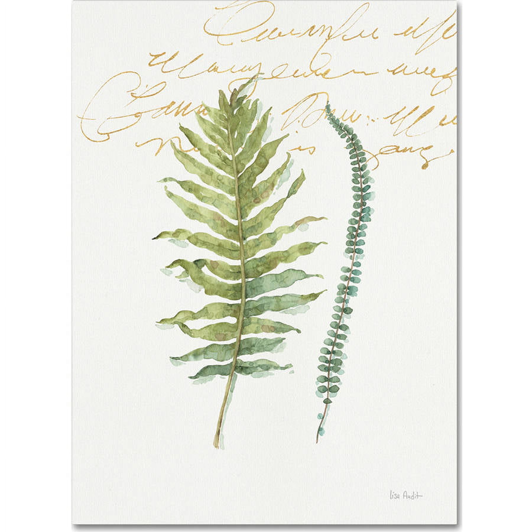 Green Fern Fronds Watercolor Canvas Art, 14x19-Inch