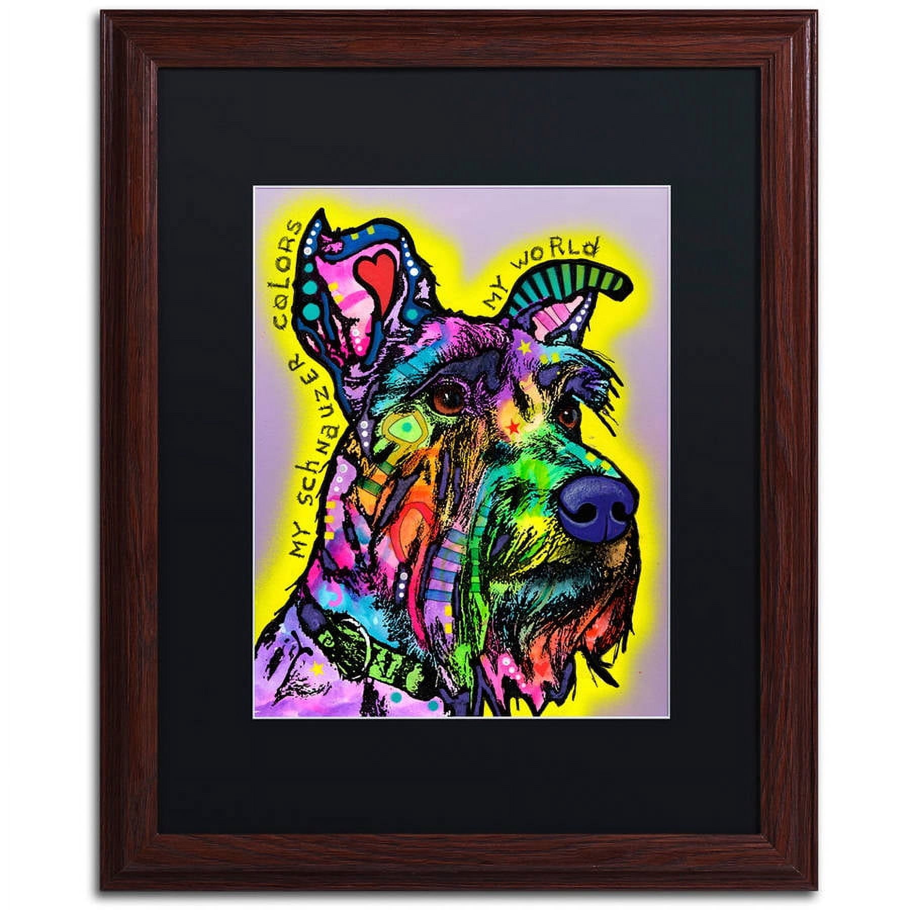 Trademark Fine Art "My Schnauzer" Canvas Art by Dean Russo, Black Matte, Wood Frame