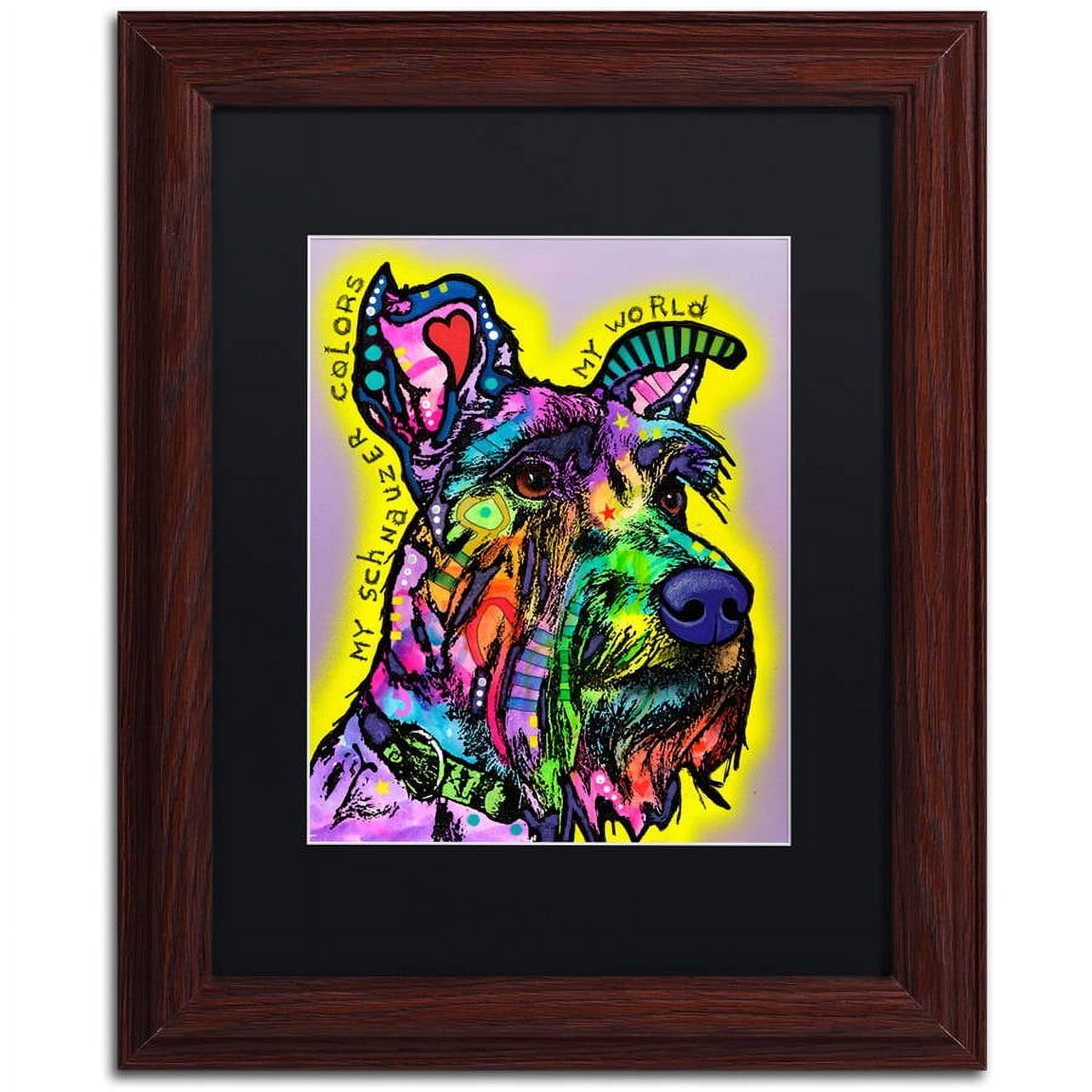 Trademark Fine Art "My Schnauzer" Canvas Art by Dean Russo, Black Matte, Wood Frame