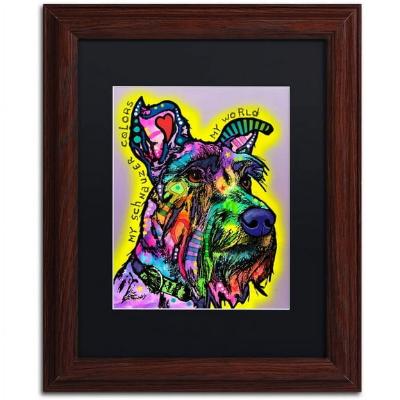 Trademark Fine Art "My Schnauzer" Canvas Art by Dean Russo, Black Matte, Wood Frame