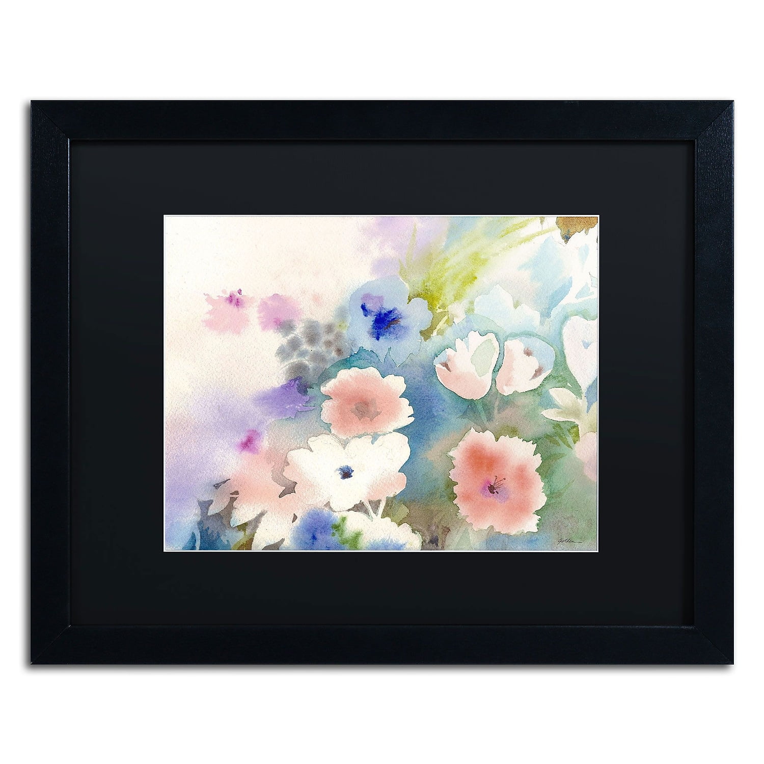 Mystic Garden Watercolor Canvas Print with Black Frame