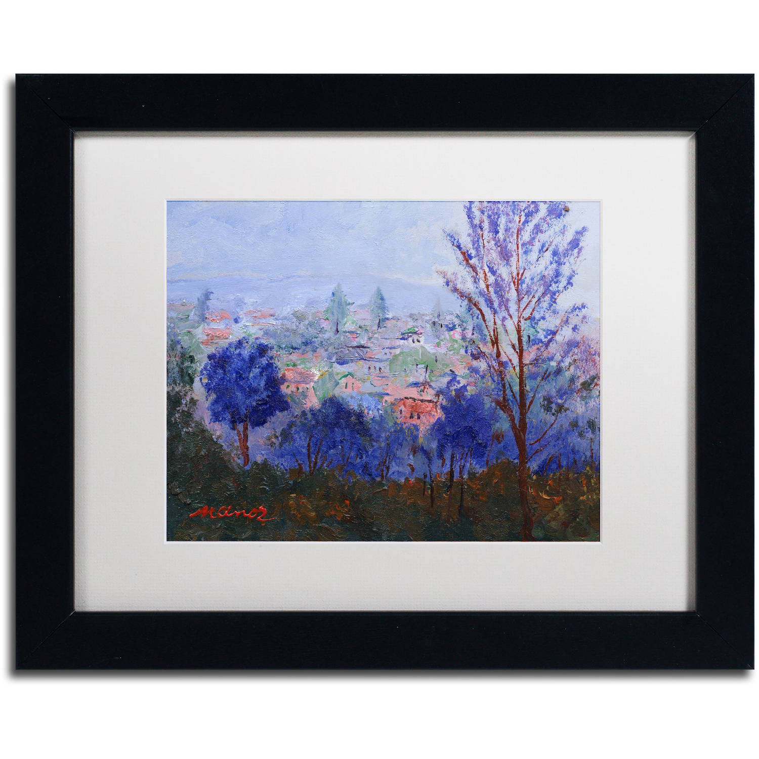 Trademark Fine Art "Mystic Town" Canvas Art by Manor Shadian White Matte, Black Frame