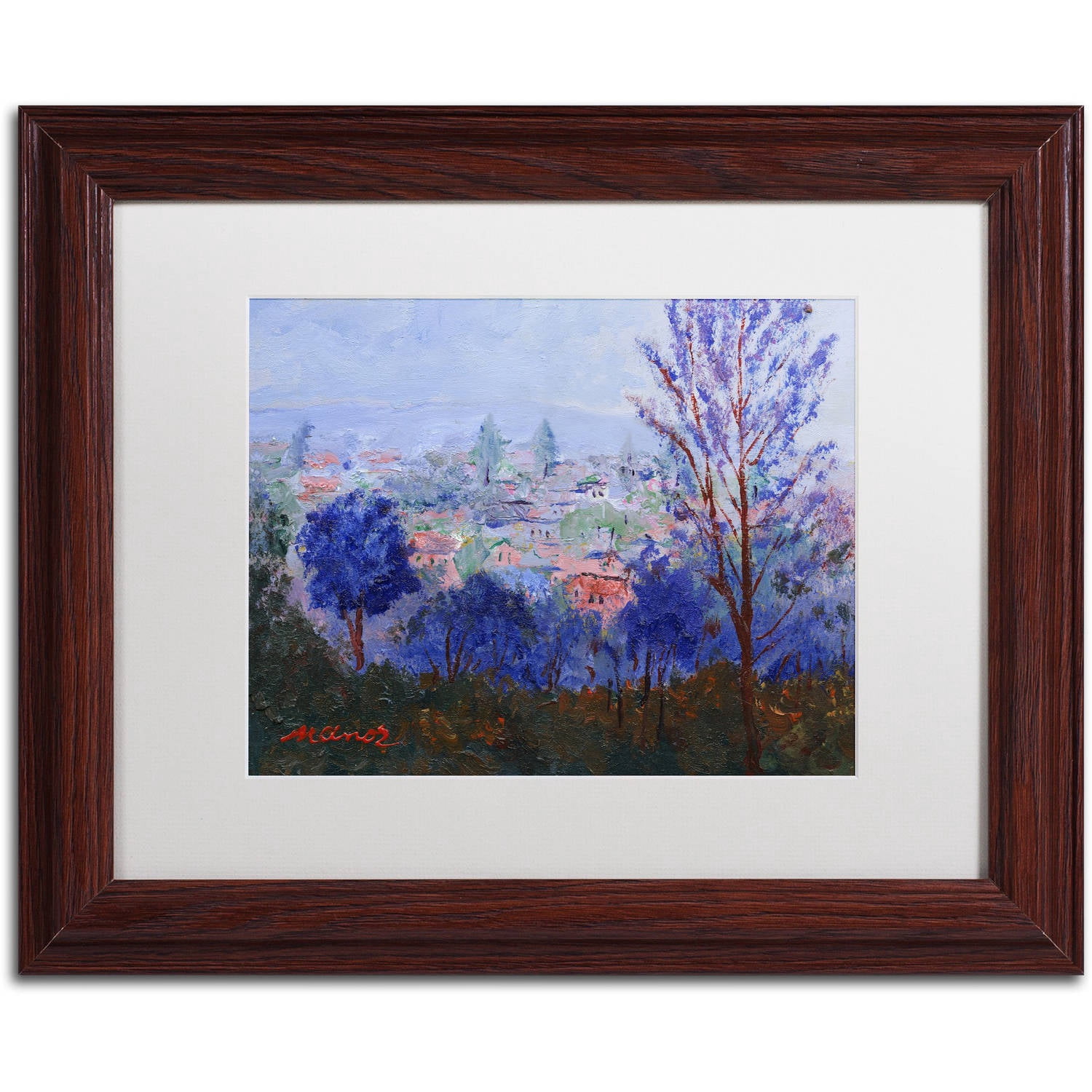 Trademark Fine Art "Mystic Town" Canvas Art by Manor Shadian White Matte, Wood Frame