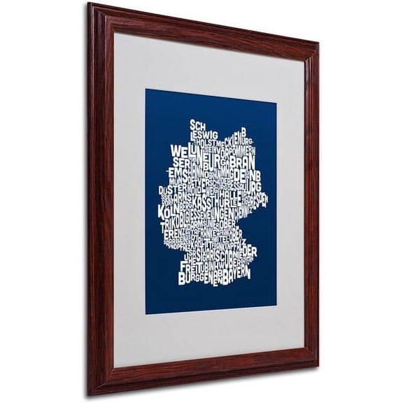 Trademark Fine Art "NAVY-Germany Regions Map" Matted Framed by Michael Tompsett
