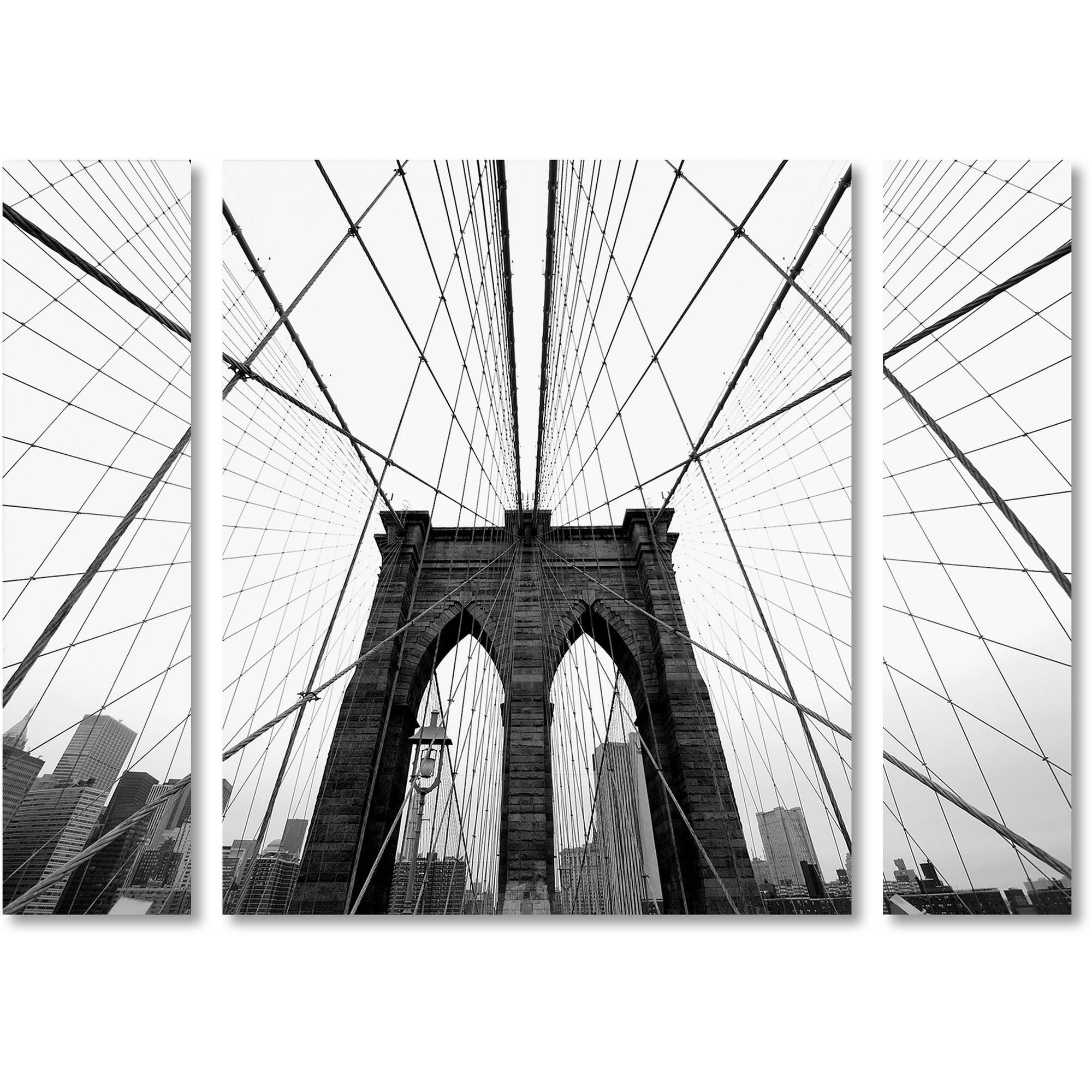 Trademark Fine Art "NYC Brooklyn Bridge" Canvas Art by Nina Papiorek Three Panel Set