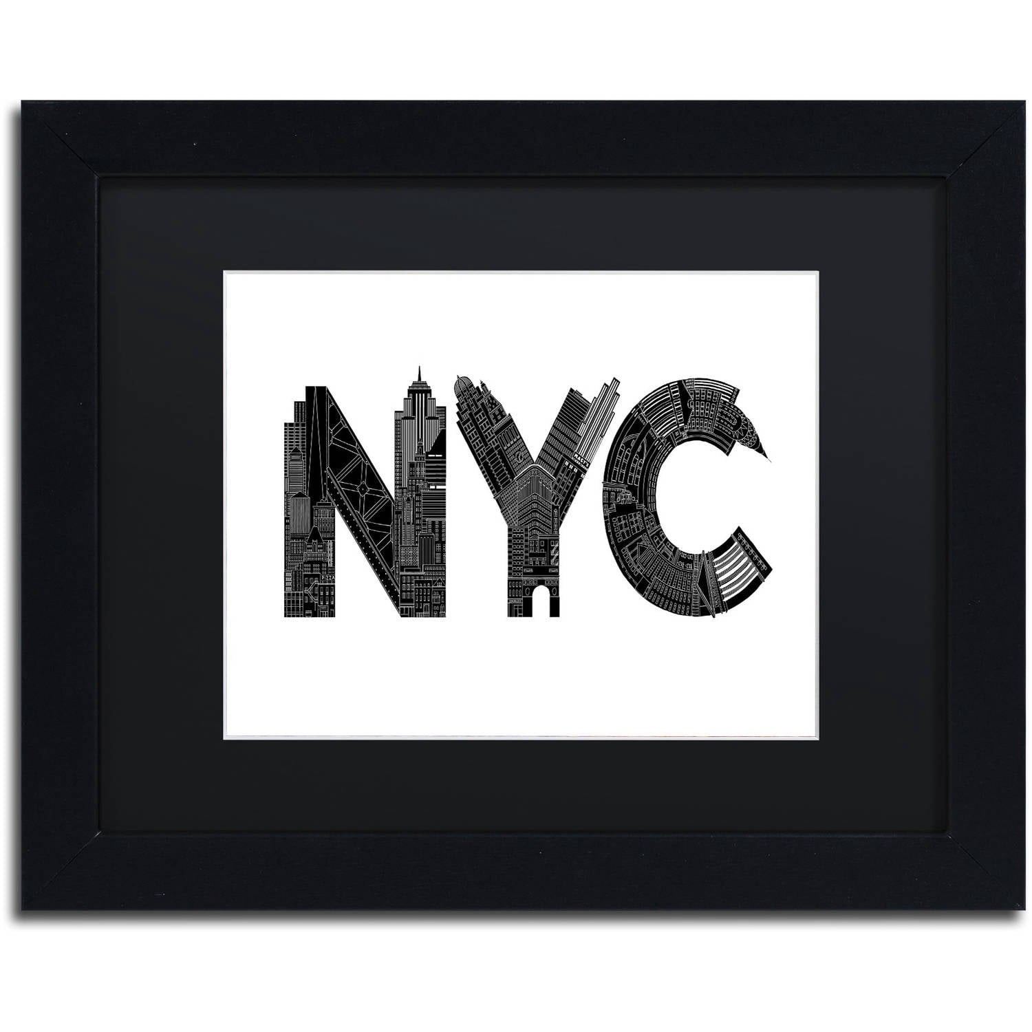 Trademark Fine Art 'NYC' Canvas Art by Robert Farkas, Black Matte, Black Frame