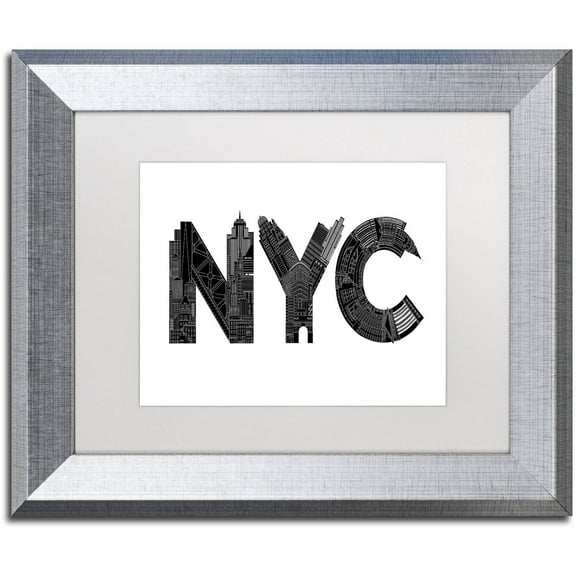Trademark Fine Art 'NYC' Canvas Art by Robert Farkas, White Matte, Silver Frame