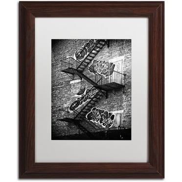 Trademark Fine Art "NYC Fire Escape" Canvas Art by Philippe Hugonnard, White Matte, Wood Frame