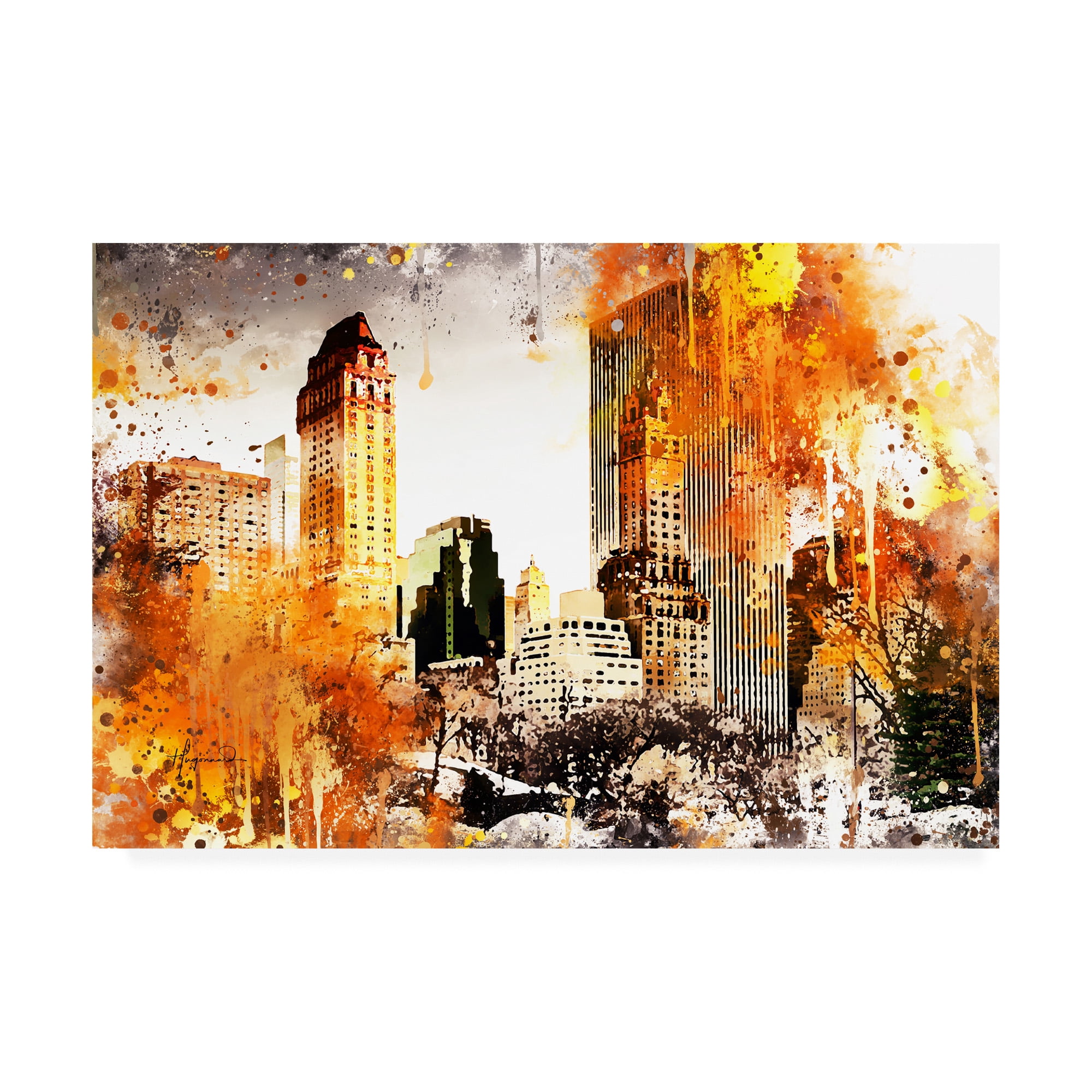 Trademark Fine Art 'NYC Watercolor Collection - Golden Central Park' Canvas Art by Philippe Hugonnard