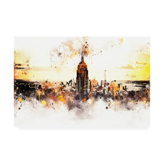 Trademark Fine Art 'NYC Watercolor Collection - Sunset Skyline' Canvas Art by Philippe Hugonnard