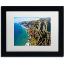 Trademark Fine Art 'Napali Coast' Canvas Art by Pierre Leclerc, White Matte, Black Frame