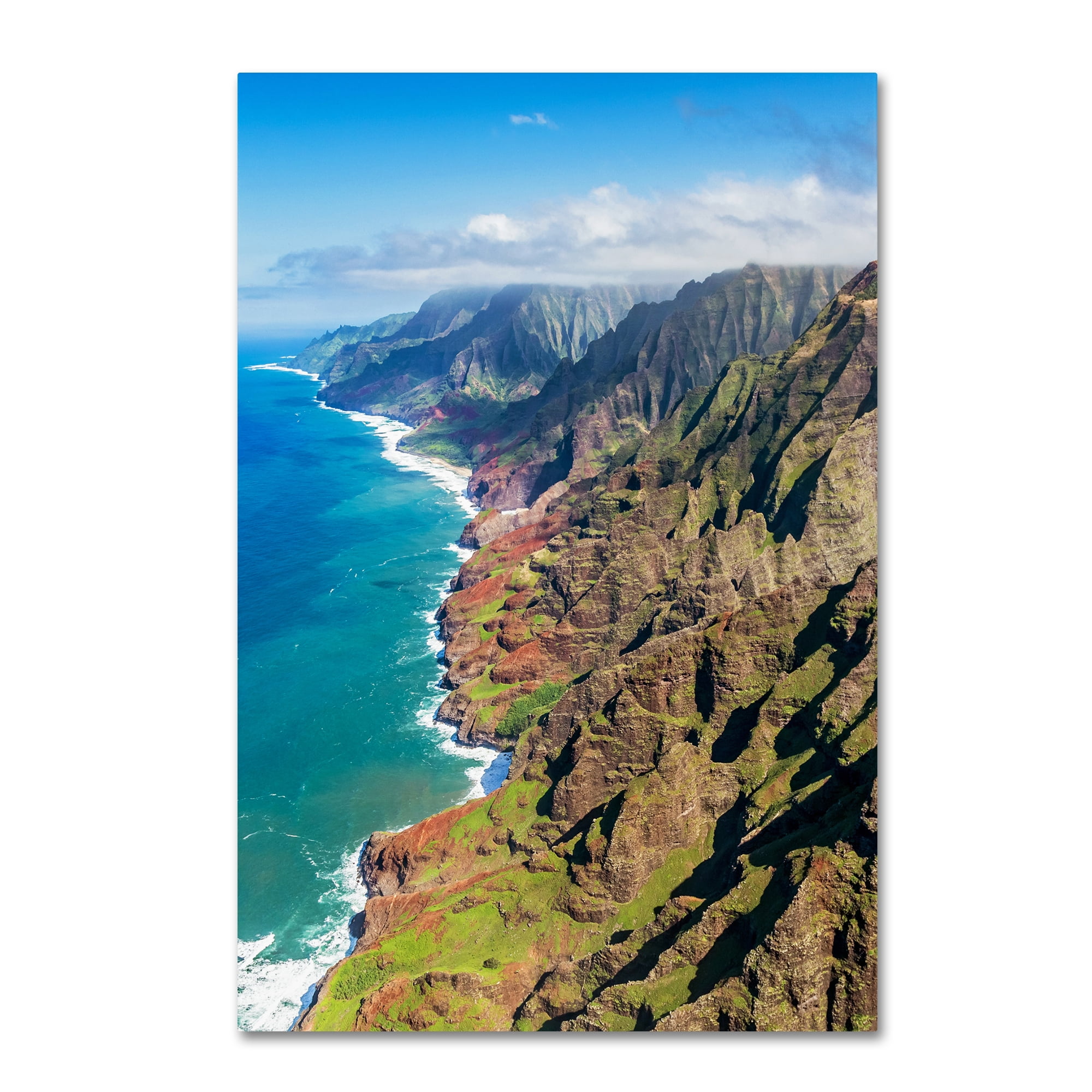 Napali Coast Kauai Blue and Green Landscape Framed Canvas Art