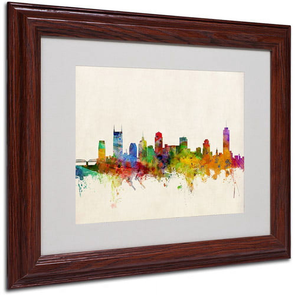 Trademark Fine Art "Nashville Skyline" Framed Canvas Art by Michael Tompsett, Wood Frame