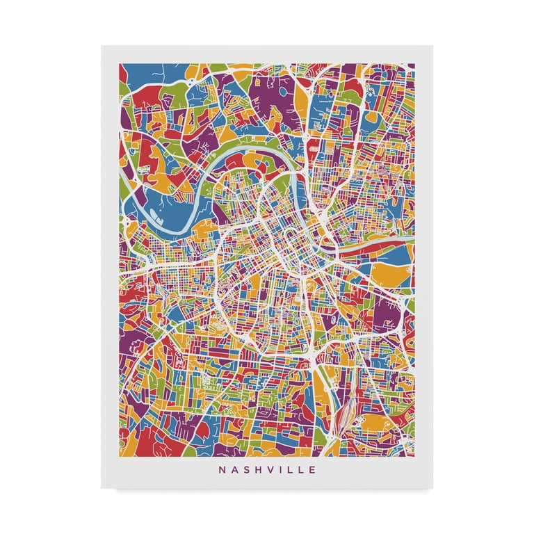 Trademark Fine Art 'Nashville Tennessee City Map Color' Canvas Art