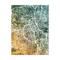 Trademark Fine Art 'Nashville Tennessee City Map Teal Orange' Canvas Art by Michael Tompsett