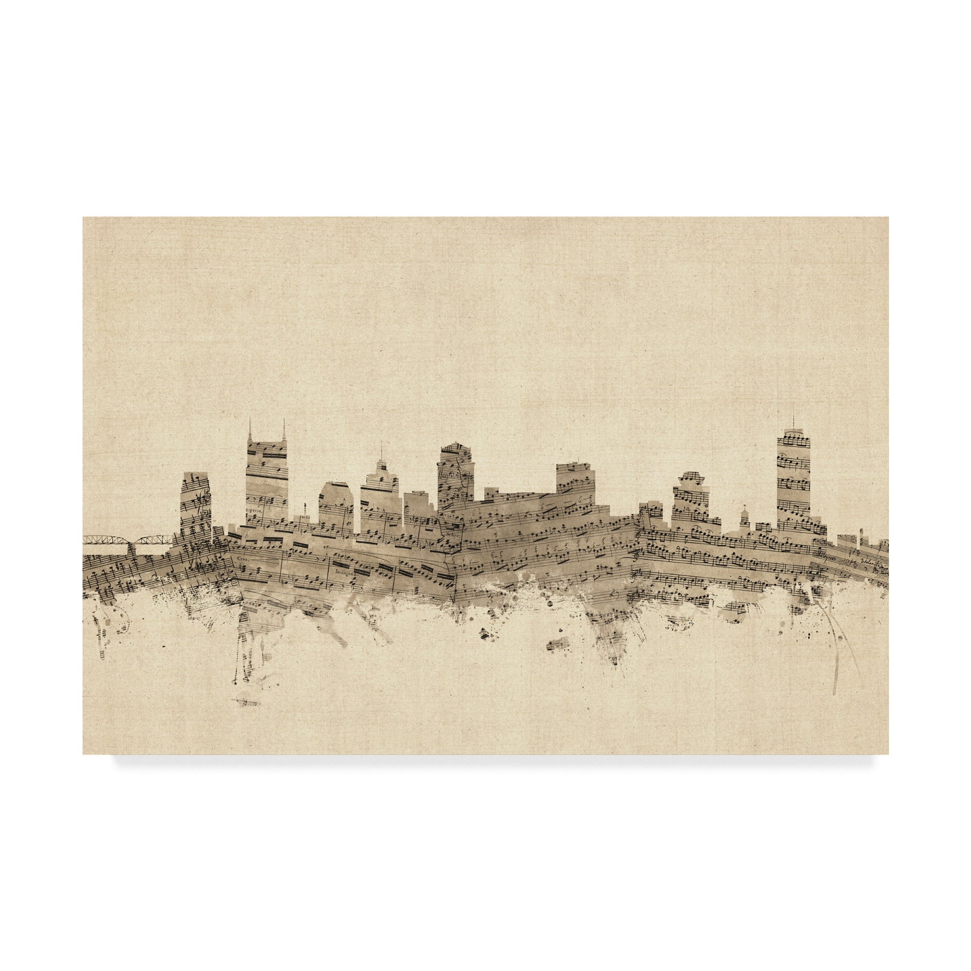 Trademark Fine Art 'Nashville Tennessee Music Skyline' Canvas Art by Michael Tompsett
