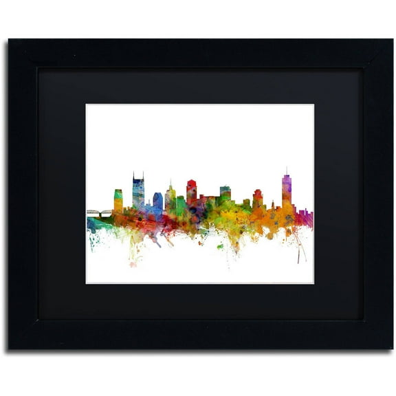 Trademark Fine Art 'Nashville Tennessee Skyline' Canvas Art by Michael Tompsett, Black Matte, Black Frame