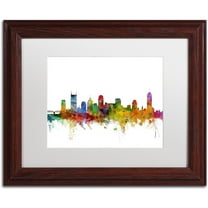 Trademark Fine Art 'Nashville Tennessee Skyline' Canvas Art by Michael Tompsett, White Matte, Wood Frame