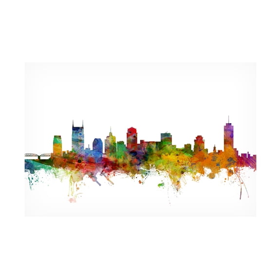 Trademark Fine Art Michael Tompsett Nashville Tennessee Skyline Canvas Wall Art - 16x24