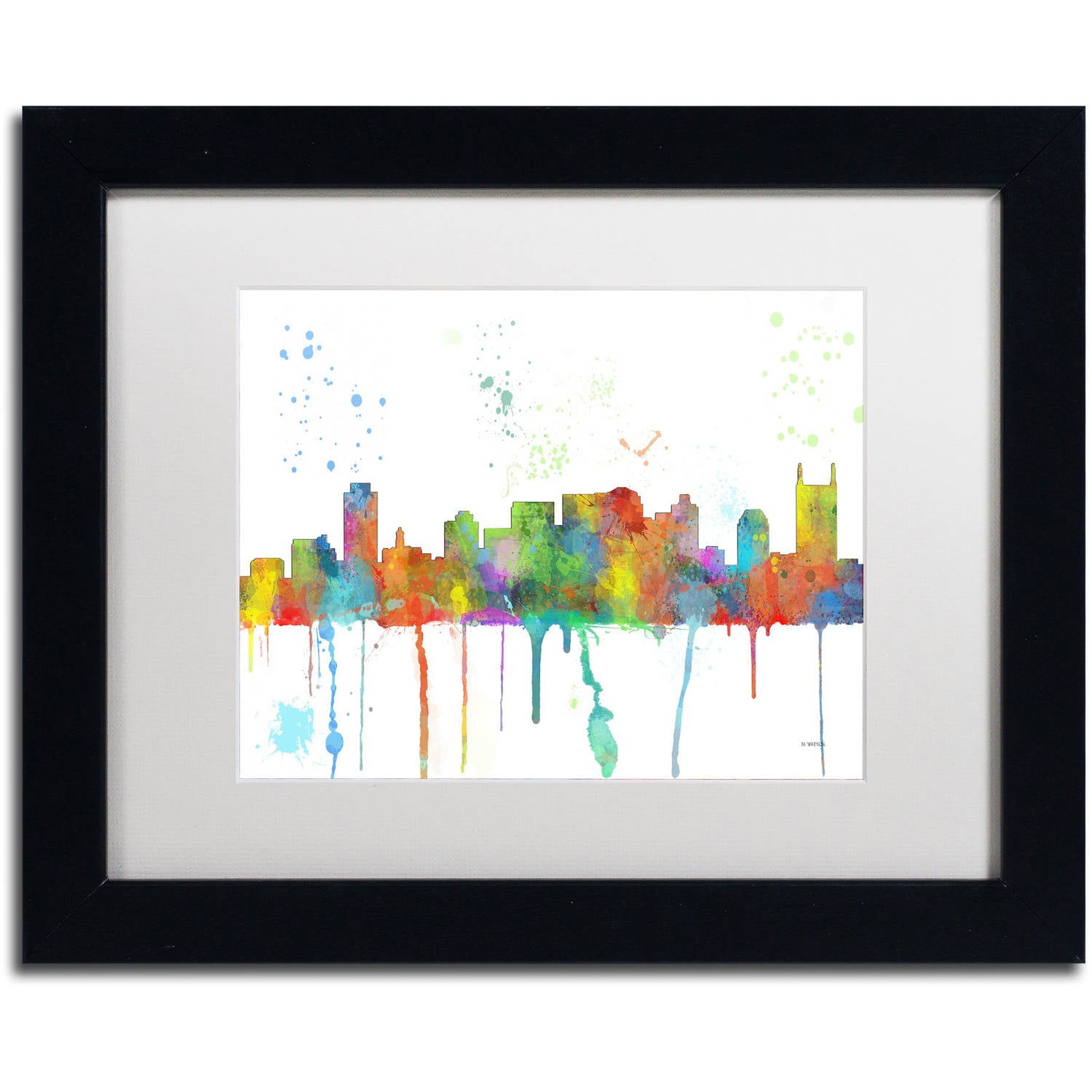 Trademark Fine Art "Nashville Tennessee Skyline Mclr-1" Canvas Art by Marlene Watson, White Matte, Black Frame