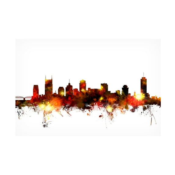 Trademark Fine Art Michael Tompsett Nashville Tennessee Skyline Red Canvas Wall Art - 22x32