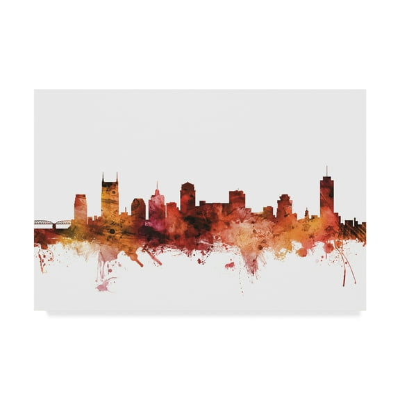 Trademark Fine Art 'Nashville Tennessee Skyline Red II' Canvas Art by Michael Tompsett