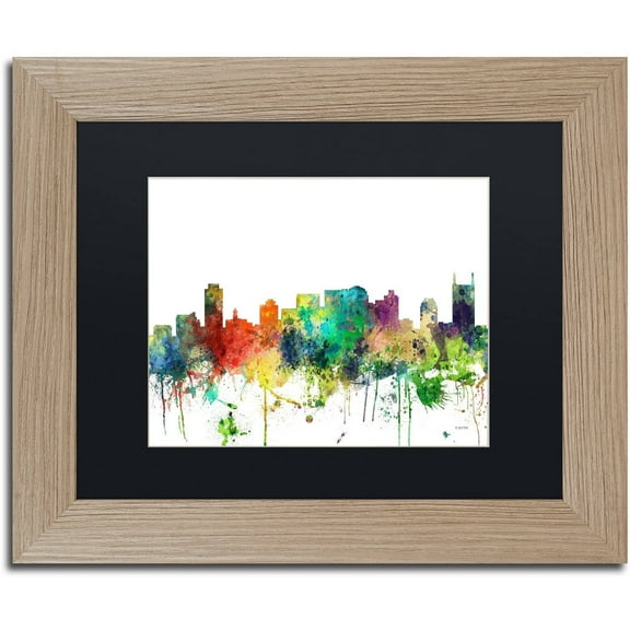 Trademark Fine Art "Nashville Tennessee Skyline SP" Canvas Art by Marlene Watson, Black Matte, Birch Frame