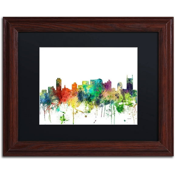 Trademark Fine Art "Nashville Tennessee Skyline SP" Canvas Art by Marlene Watson, Black Matte, Wood Frame
