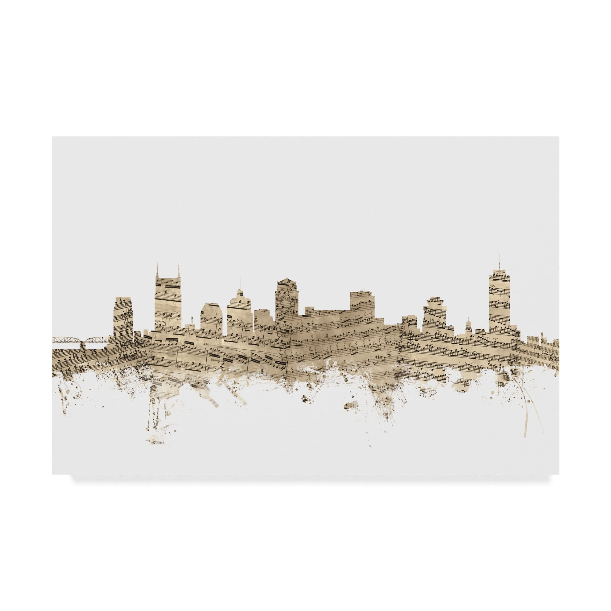 Trademark Fine Art 'Nashville Tennessee Skyline Sheet Music II' Canvas Art by Michael Tompsett