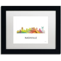 Trademark Fine Art 'Nashville Tennessee Skyline WB-1' Canvas Art by Marlene Watson, White Matte, Black Frame