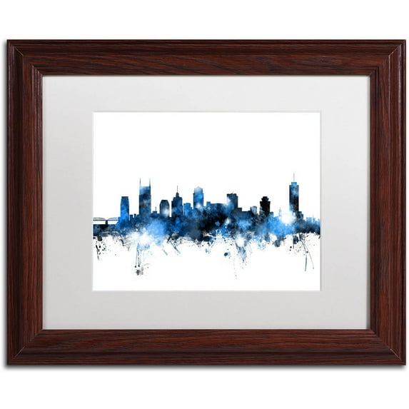 Trademark Fine Art "Nashville Tennessee Skyline White" Canvas Art by Michael Tompsett, White Matte, Wood Frame