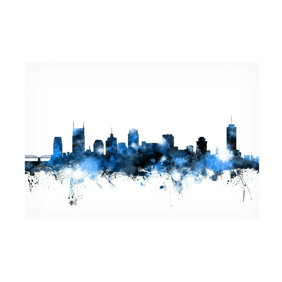 Trademark Fine Art Michael Tompsett Nashville Tennessee Skyline White Canvas Wall Art - 12x19