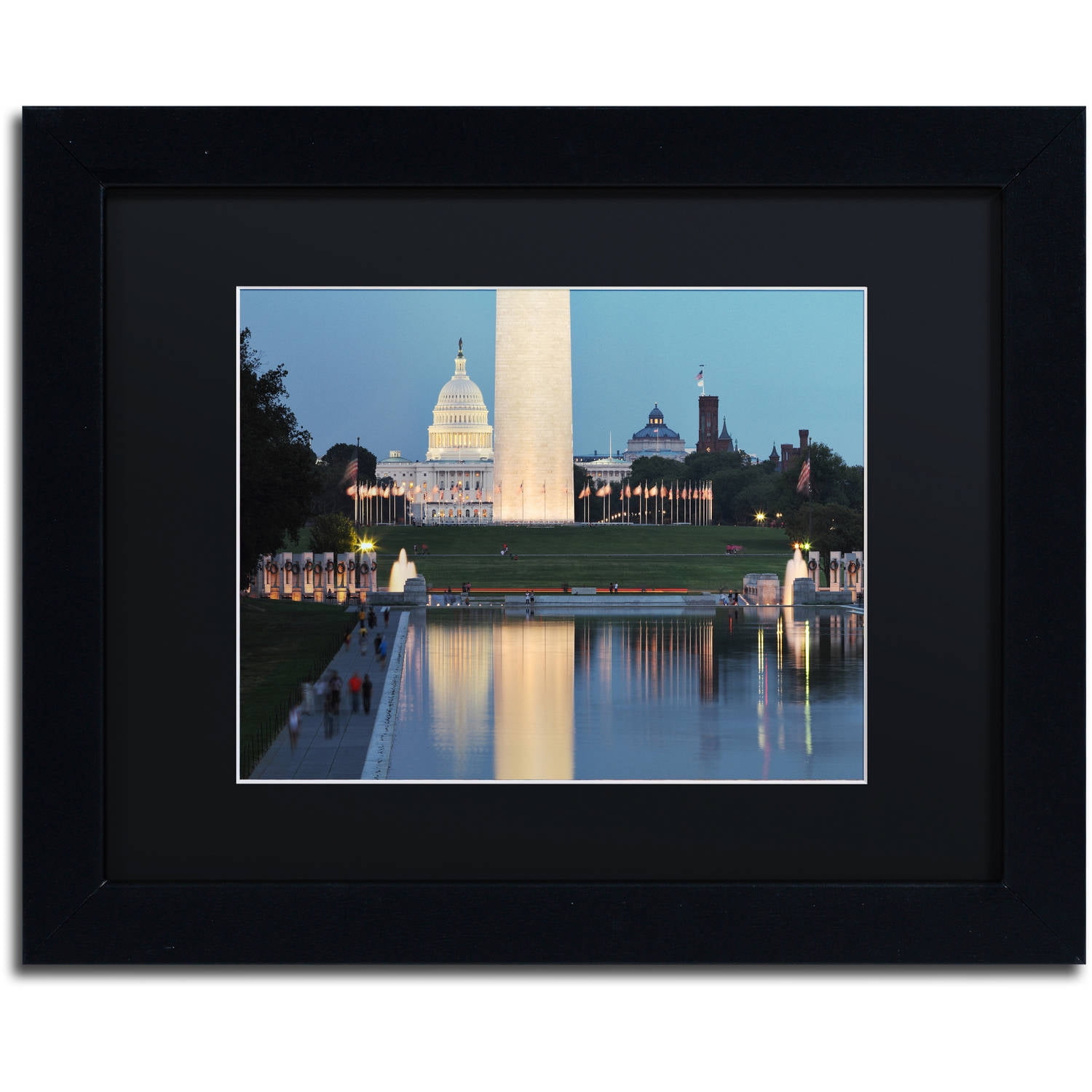 Trademark Fine Art "National Mall at Twilight" Canvas Art by Gregory O'Hanlon, Black Matte, Black Frame