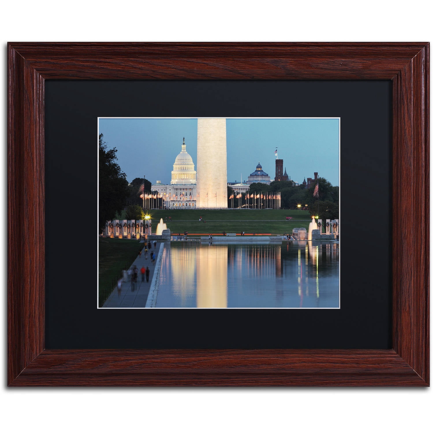 Trademark Fine Art "National Mall at Twilight" Canvas Art by Gregory O'Hanlon, Black Matte, Wood Frame