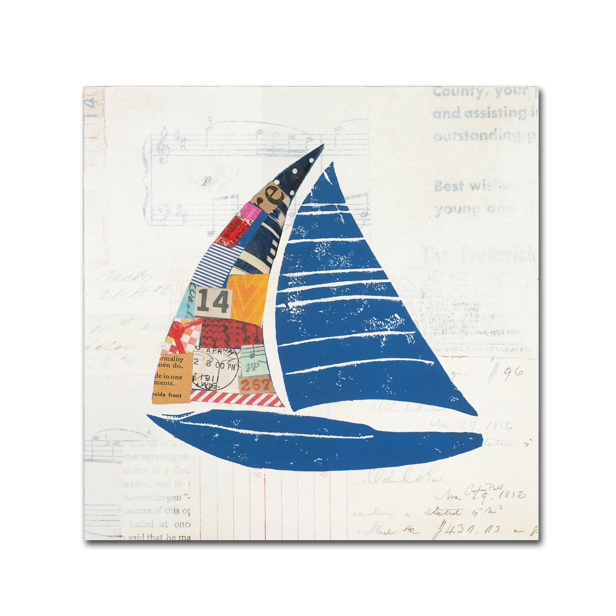 Trademark Fine Art 'Nautical Collage IV on Newsprint' Canvas Art by Courtney Prahl
