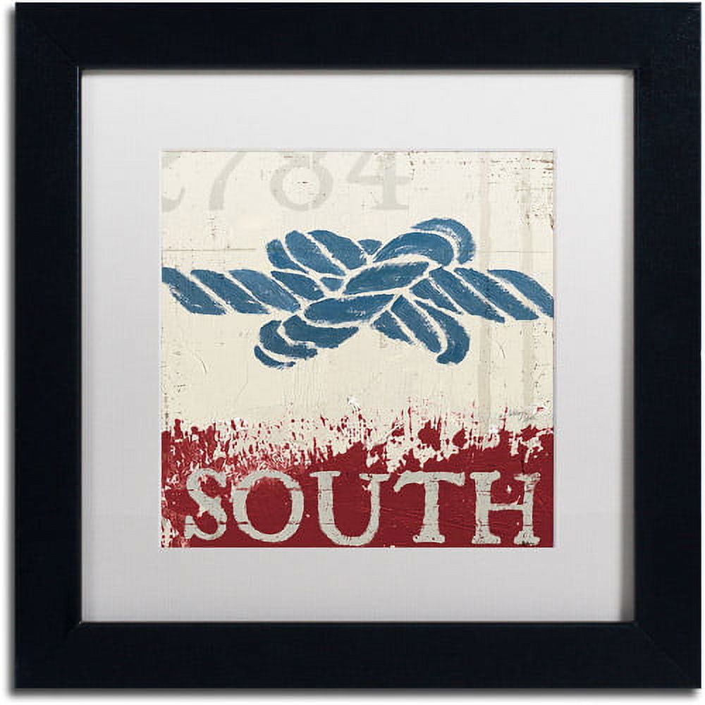 Nautical II Red Canvas Art with White Matte and Black Frame