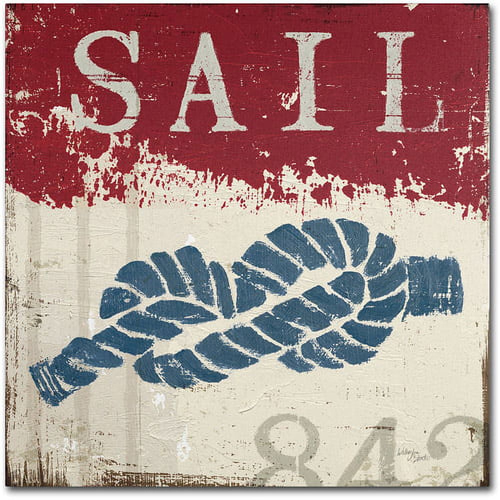 Nautical Red and Blue Rope Canvas Art, 18" x 18"
