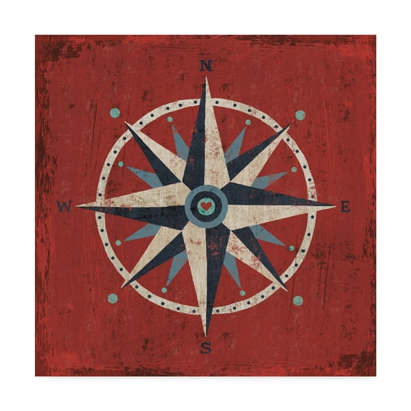 Trademark Fine Art 'Nautical Love Compass' Canvas Art by Michael Mullan