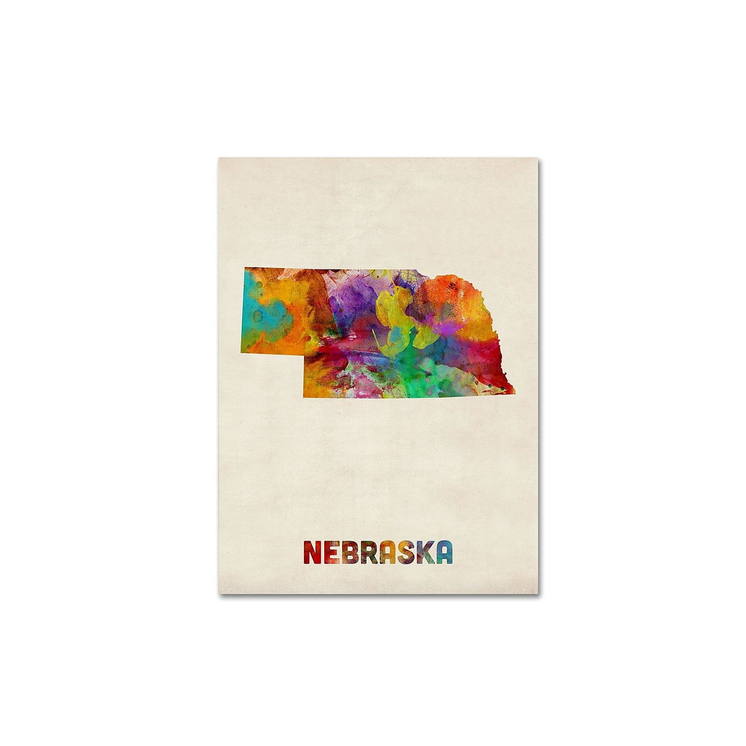 Trademark Fine Art "Nebraska Map" Canvas Wall Art by Michael Tompsett