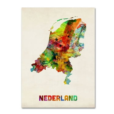 Trademark Fine Art "Netherlands Watercolor Map" Canvas Art by Michael Tompsett