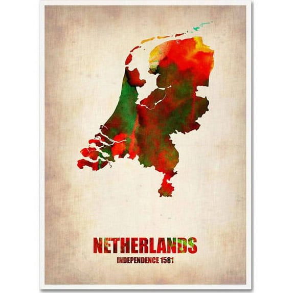 Trademark Fine Art "Netherlands Watercolor Map" Canvas Art by Naxart