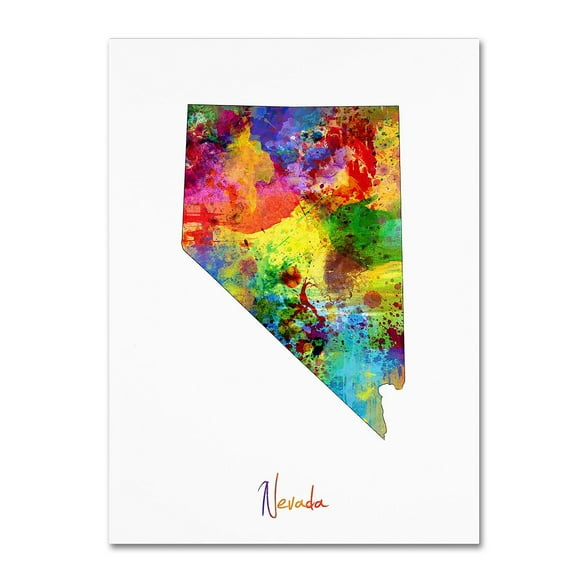 Trademark Fine Art "Nevada Map" Canvas Art by Michael Tompsett