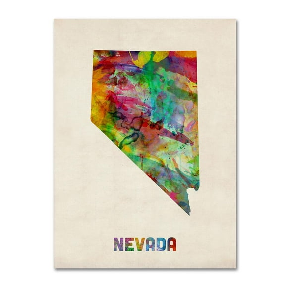 Trademark Fine Art "Nevada Map" Canvas Wall Art by Michael Tompsett